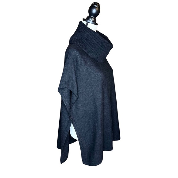 Halogen Cashmere Wool Blend Black Cowlneck Poncho Sweater XS/S Oversized - Picture 8 of 8